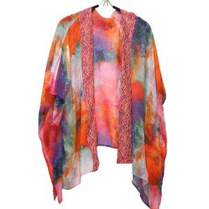 Soft Surroundings Sheer Multicolor Kimono Shrug Womens S/M Boho Ethereal Coverup